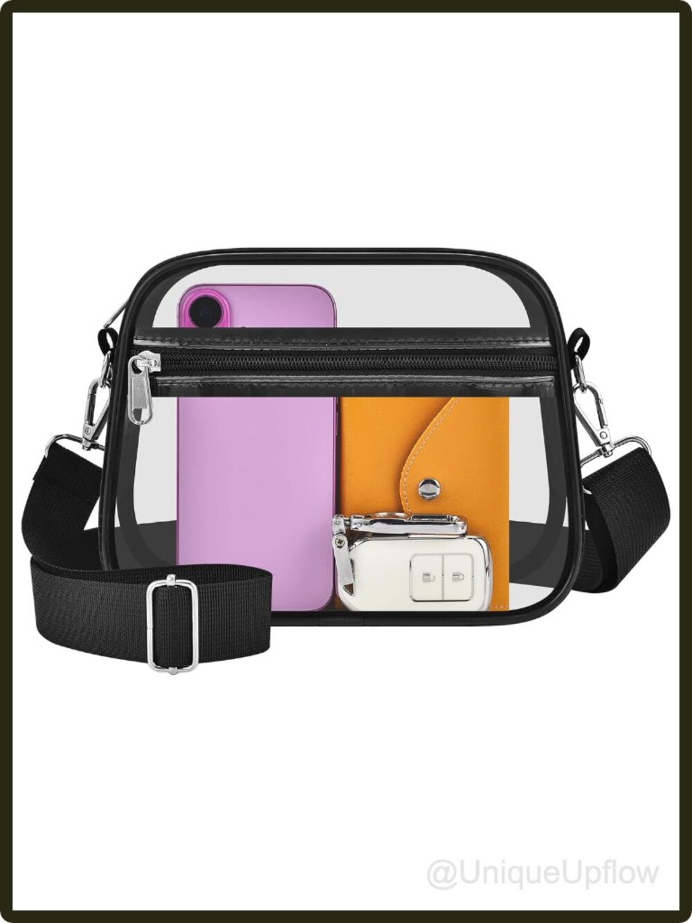Women's Clear PVC Satchel Handbag Crossbody Stadium Approved Adjustable Strap